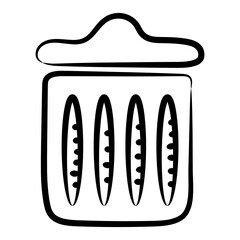 
A vector of dustbin in editable line style 
