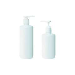 Dispenser pump plastic bottle isolated on white background. Sanitizer container with pump dispenser