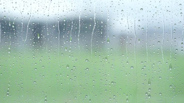 Close up Rain drop on window glass, Rain on window glass