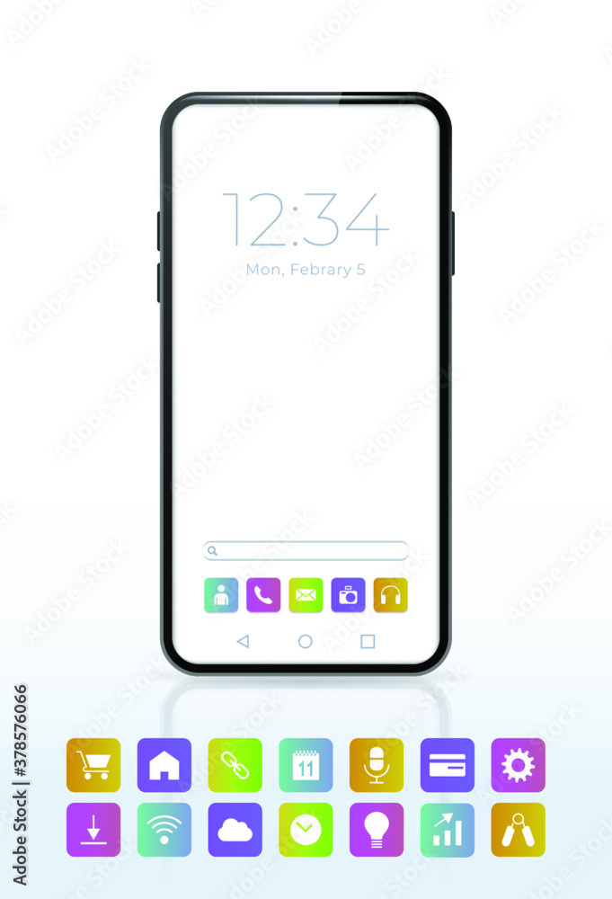 Poster realistic smartphone . top view . isolated vector elements
