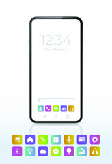 Realistic Smartphone  . Top View . Isolated Vector Elements