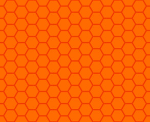Orange honeycomb mosaic. Orange hexagon tiles background. Seamless vector illustration. Print for wrapping, web, fabric, surface, scrapbooking, etc.