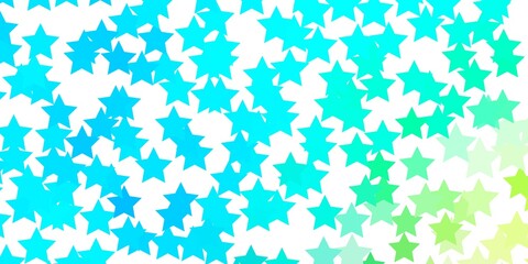 Light Blue, Green vector texture with beautiful stars. Shining colorful illustration with small and big stars. Best design for your ad, poster, banner.