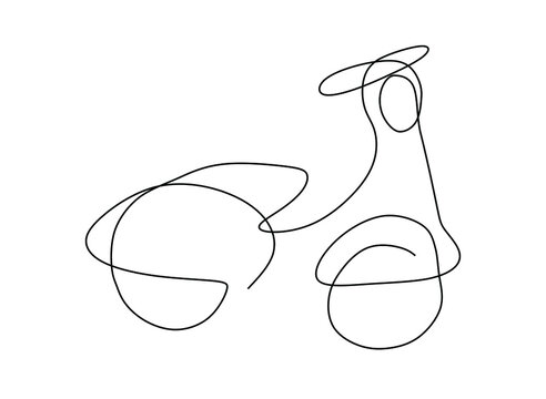 Continuous one line drawing of a scooter motorcycle. Vector illustration