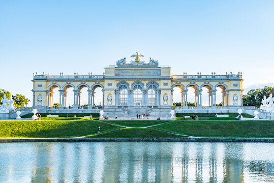 VIENNNA, AUSTRIA - SEP 3, 2019: Gloriette of the Schoenbrunn Palace in Vienna, Austria