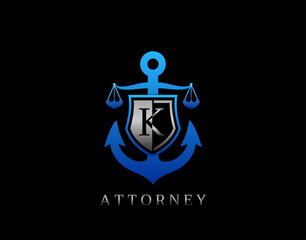 Marine Law K Letter Logo. Perfect for for law firm, company, lawyer or attorney office logo.