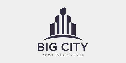 Obraz premium City building logo design with negative space style. building abstract For Logo Design Inspiration. business card design
