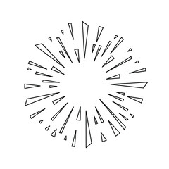Fototapeta premium Abstract Starburst Explosion Hand Drawn Black Line Doodle Design Elements Vector Style