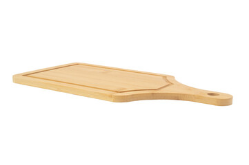 Bamboo cutting board isolated on white background	