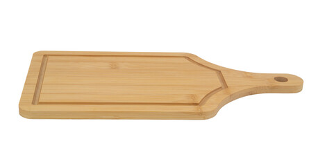 Bamboo cutting board isolated on white background	