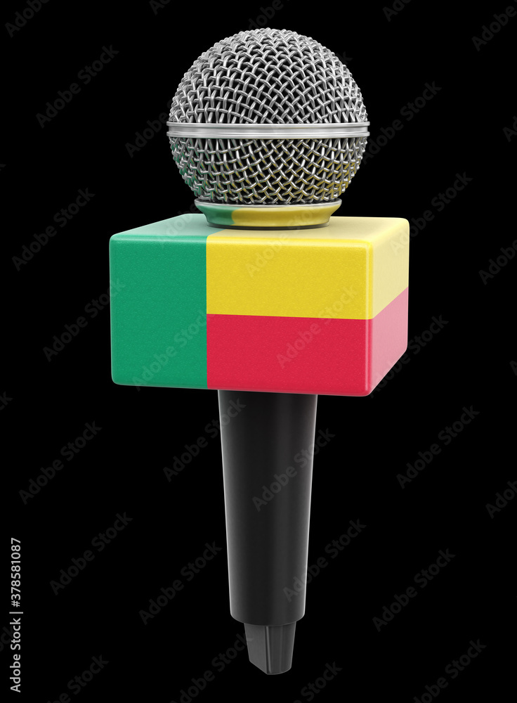 Poster microphone and benin flag. image with clipping path