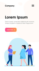 Nurse consulting pregnant woman. Mother, baby, clinic flat vector illustration. Healthcare and pregnancy concept for banner, website design or landing web page