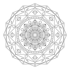 Circular pattern in form of mandala. Decorative ornament in ethnic oriental style. Coloring book page. Vector illustration, isolated on white background.