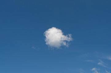 Single white cloud on a clear blue sky