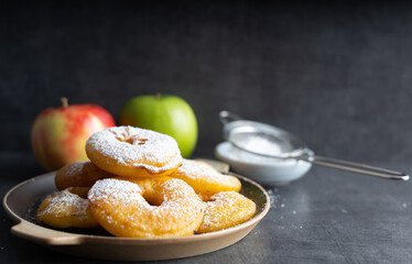 Homemade apple fritters made with organic ingredients