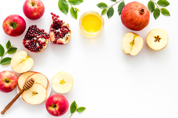 Apple pomegranaye and honey for Rosh Hashanah jewish new year