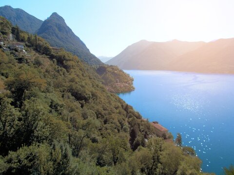Valsolda, italy panorama on lugano lake