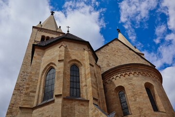 St. George's Basilica s the oldest surviving Church Building within Prague Castle Complex. Exterior of Beautiful Historical Building.