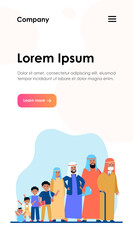 Muslim man in different age. Development, child, life flat vector illustration. Growth cycle and generation concept for banner, website design or landing web page
