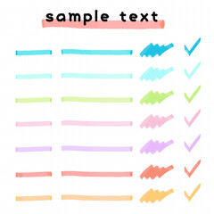 ラインマーカー・蛍光ペンで書いたアンダーラインとチェックマーク