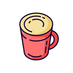 Latte RGB color icon. Coffee mug. Hot beverage in glass cup. Cappuccino with foam. Frappe with froth. Caffeinated liquid. Coffee house product. Hot chocolate. Isolated vector illustration