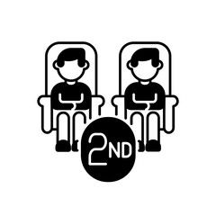 Second class seats black linear icon. Budget travel, affordable railway service outline symbol on white space. Economy class transportation, cheap railroad tickets. Vector isolated illustration