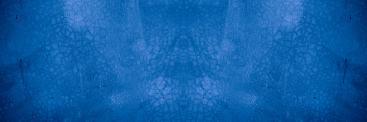 Old wall pattern texture cement blue dark abstract  blue color design are light with black gradient background.
