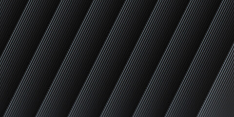 Obraz premium Dark deep black dynamic abstract vector background with diagonal lines. Modern creative halftone premium gradient. 3d cover of business presentation banner for sale event night party. Soft shadow dots