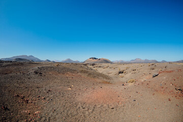 Volcanic landscape with lava, stones and rocks in Lanzarote