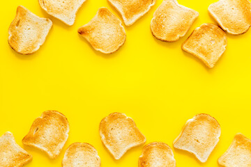 Frame of toast bread with space for text, top view
