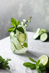 Cucumber lemonade with lime and mint 