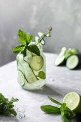 Cucumber lemonade with lime and mint 