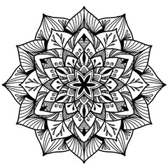 black and white flower mandala