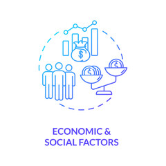 Economic and Social factors concept icon. PESTEL analysis. Money problems solving advices. Communication strategy idea thin line illustration. Vector isolated outline RGB color drawing