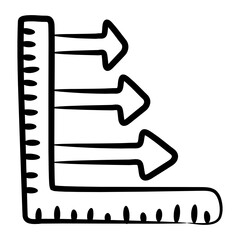 
Horizontal line graph icon, doodle style of data analytics 
