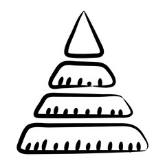 
Triangle shapes graph, sketchy icon design of pyramid infographic 
