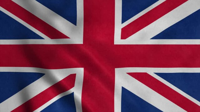 United Kingdom flag waving in the wind. 4K
