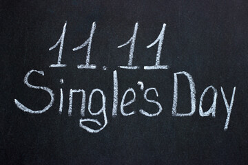 
Singles Day chalkboard 11.11. A holiday in China. E-commerce sale day