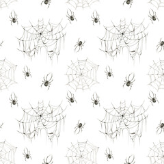 Watercolor spooky spiderweb clipart illustration