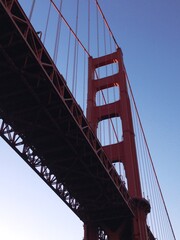 Unique shot from the underbelly of the Golden Gate Bridge, San Francisco California
