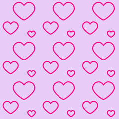 Seamless pattern with pink hearts on light purple board. Love concept. Design for packaging and backgrounds. Valentine's day spirit. Print for textile, clothes and design. Jpg file