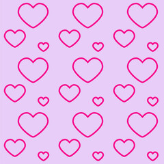 Seamless pattern with pink hearts on light purple board. Love concept. Design for packaging and backgrounds. Valentine's day spirit. Print for textile, clothes and design. Jpg file