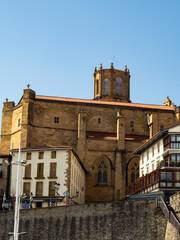 Fototapeta na wymiar church of getaria in the basque country seen from the outside with the light of noon