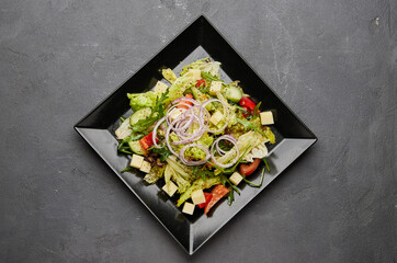 Fresh vegetable greek salad with cheese