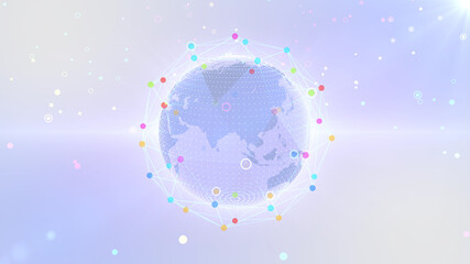 Earth on Digital Communication Network 5G space 3D illustration background