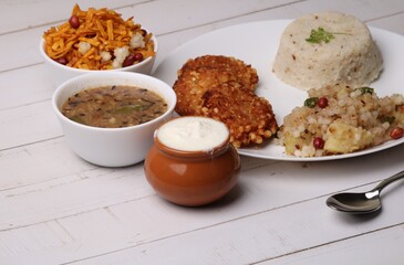 Navratri Upwas Thali / Fasting food platter.