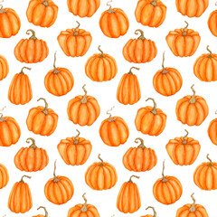 Watercolor orange pumpkin vegetable