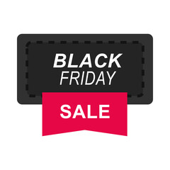 black friday, sale promotion label ribbon design icon flat style