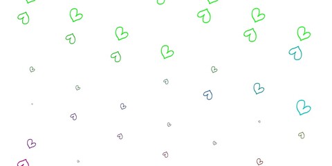 Light Pink, Green vector background with hearts.