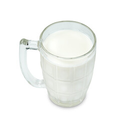 milk in transparent glass isolated on white background ,include clipping path